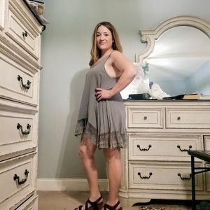 Easel gray lacey edge Dress size medium